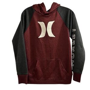 Hurley Boys‎ Large Maroon & Gray Dri-Fit Colorblock Hoodie Pullover